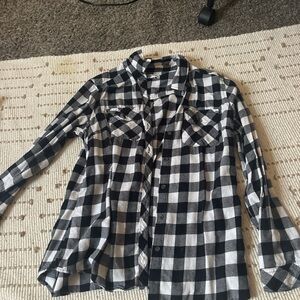 Croft & Barrow Black and White Plaid Button Down Shirt